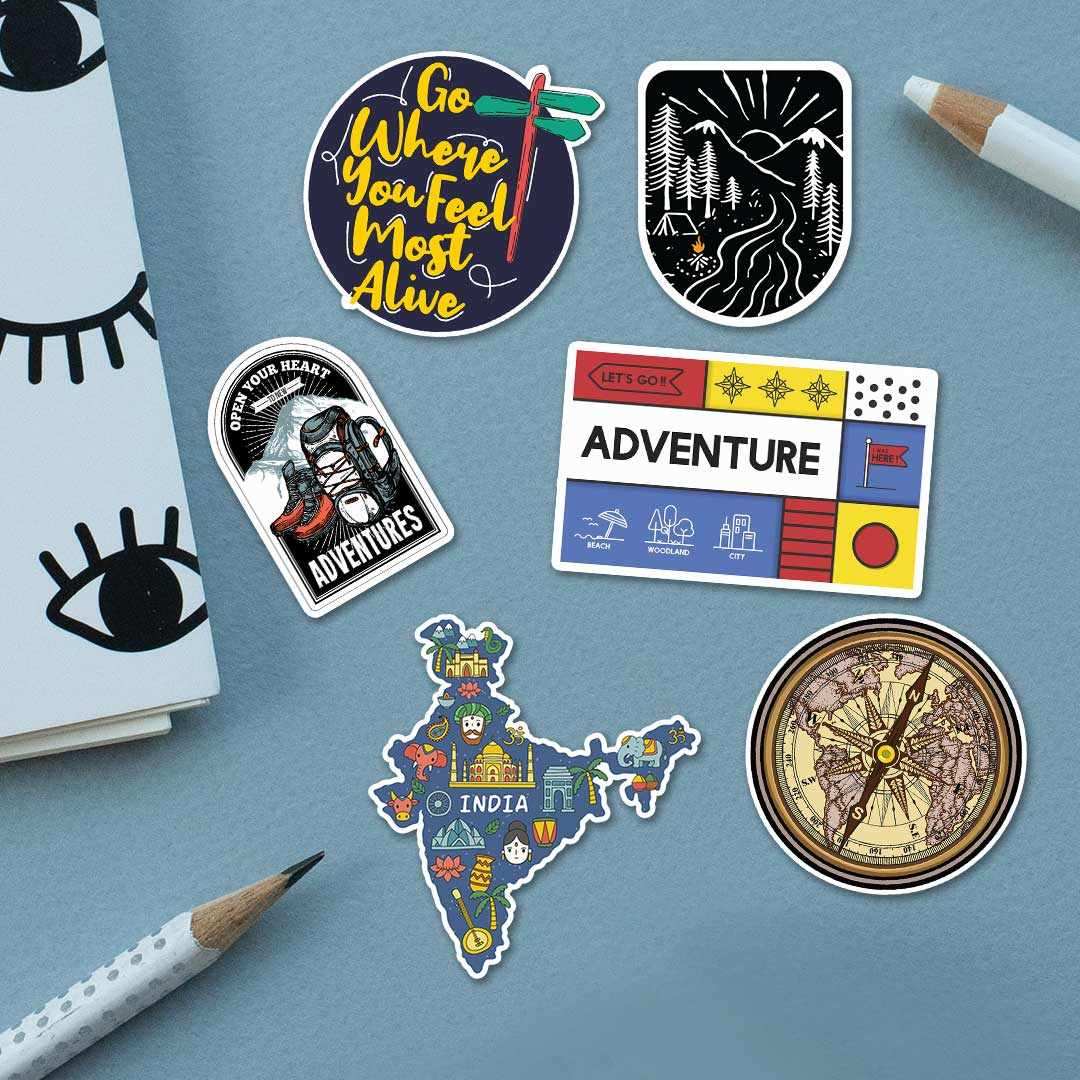 Travel Sticker Pack [15 Sticker] waterproof vinyl decal for laptop, bike, car & bottle