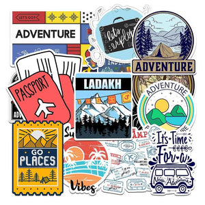 Travel Sticker Pack [15 Sticker] waterproof vinyl decal for laptop, bike, car & bottle