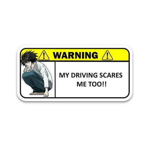 Warning!! My driving scares me too Bumper Sticker waterproof vinyl decal for laptop, bike, car & bottle