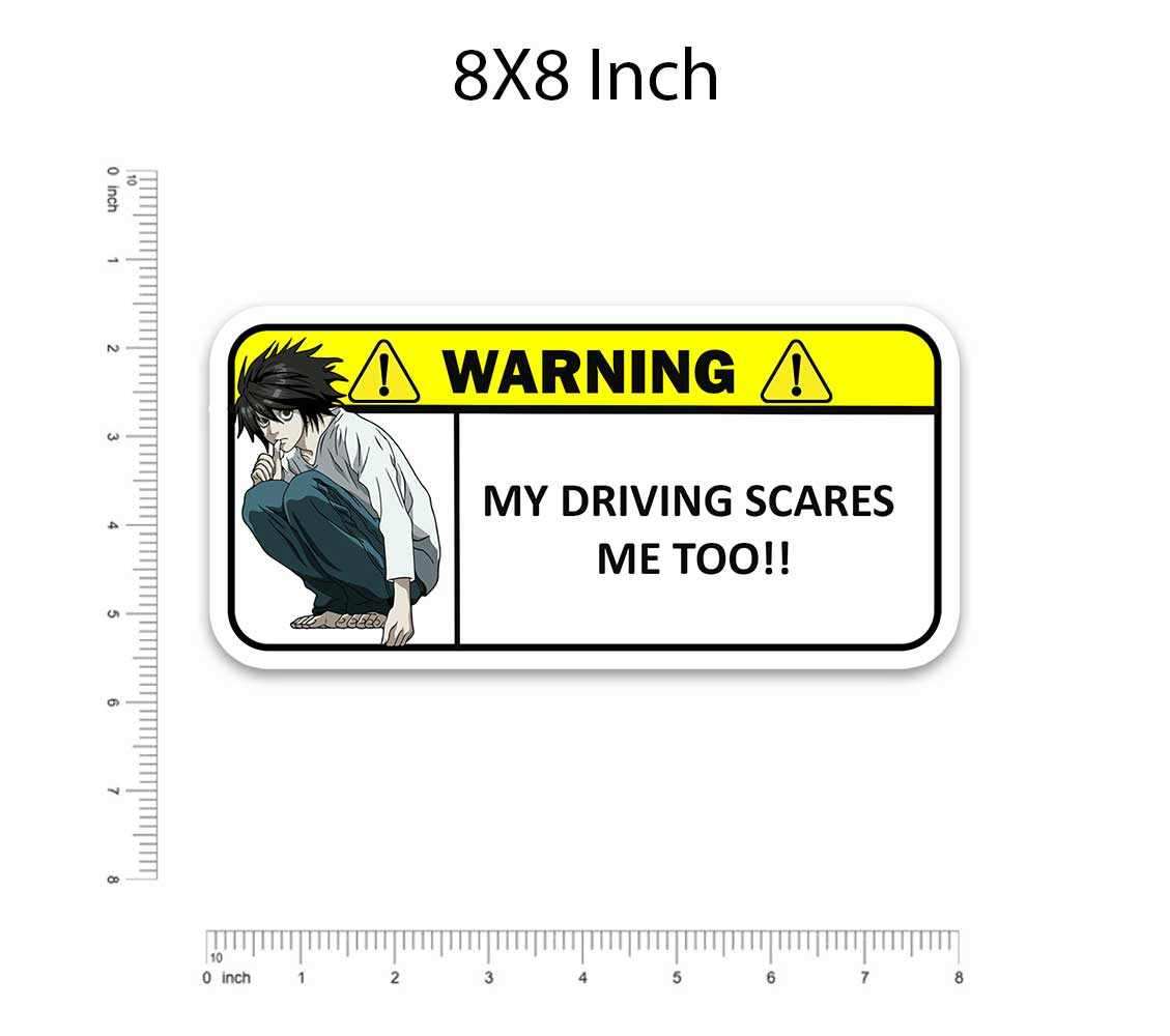 Warning!! My driving scares me too Bumper Sticker waterproof vinyl decal for laptop, bike, car & bottle