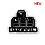 WASD Sticker waterproof vinyl decal for laptop, bike, car & bottle