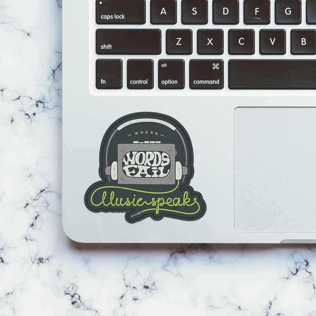 When words fail, Illusion Speaks Sticker waterproof vinyl decal for laptop, bike, car & bottle