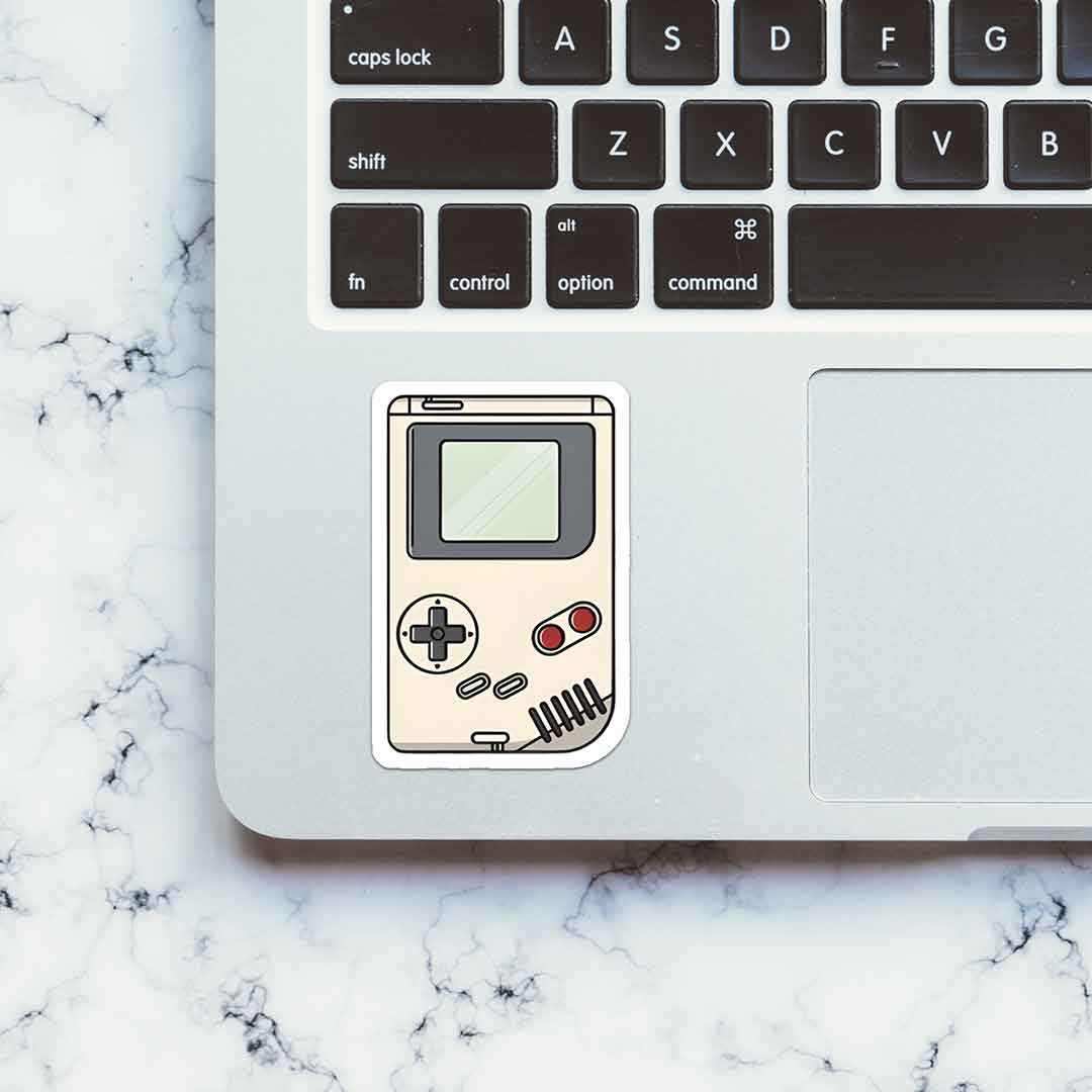 White Gameboy Sticker waterproof vinyl decal for laptop, bike, car & bottle
