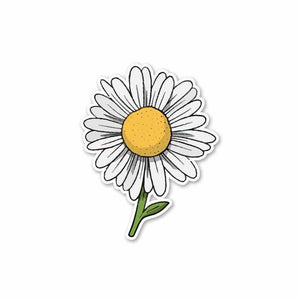 White Sunflower Sticker waterproof vinyl decal for laptop, bike, car & bottle