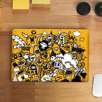 Yellow Funky Monsters Laptop Skin waterproof vinyl decal for laptop, bike, car & bottle